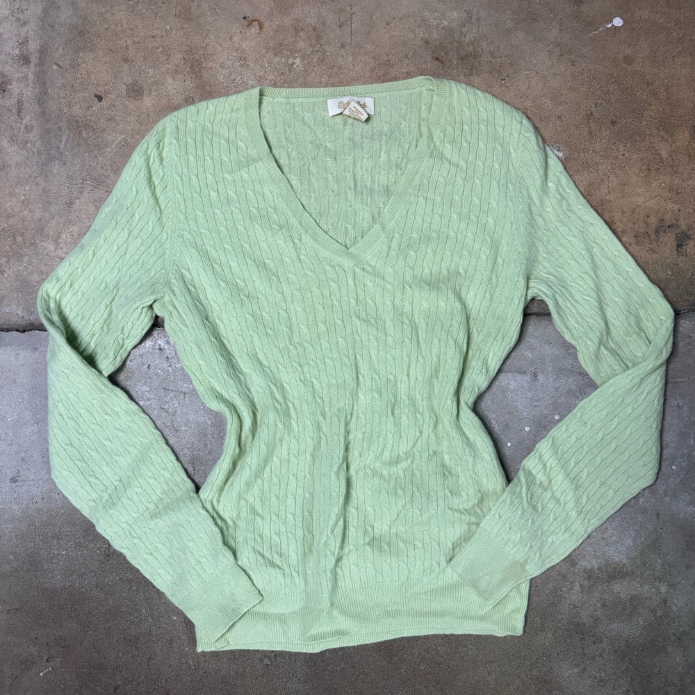Pastel Green Cashmere Cableknit Sweater